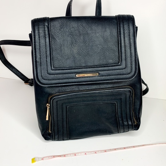 ALDO Black Faux Leather Backpack - Picture 1 of 8
